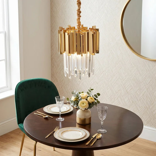 Astra Small Gold/Chrome Crystal Pendant Light for Dining Room & Kitchen Island