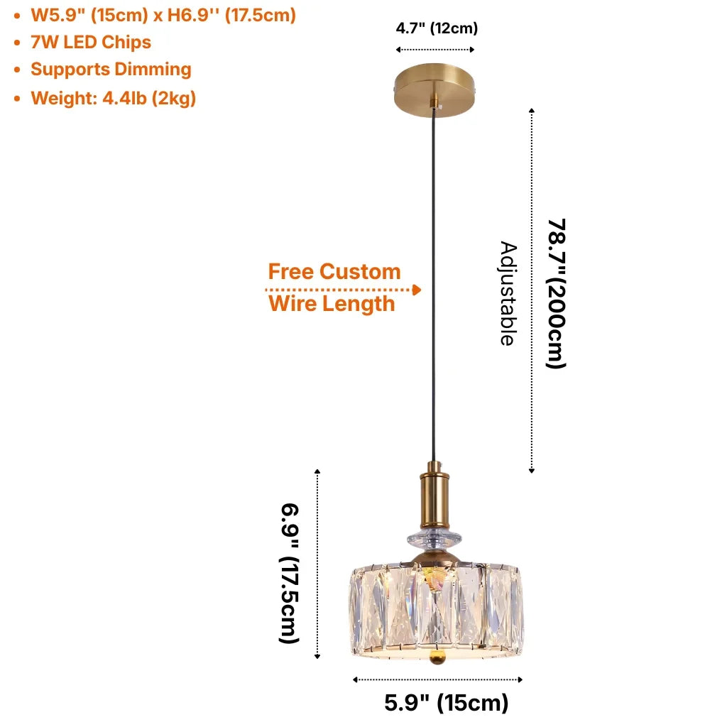 Elora LED Crystal Pendant Light Modern Black Small Crystal Chandelier