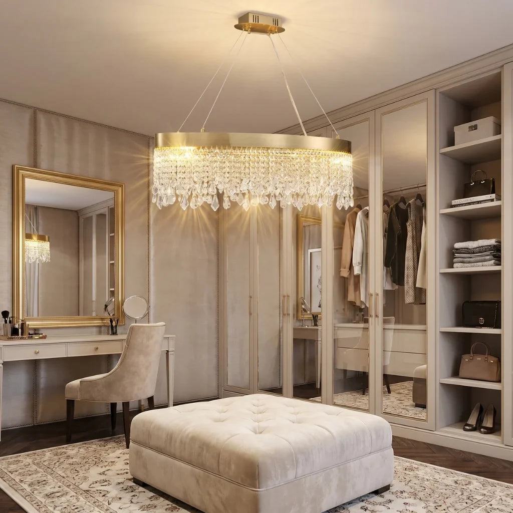 Zara Oval Crystal LED Pendant Light for Dining Room & Kitchen Island