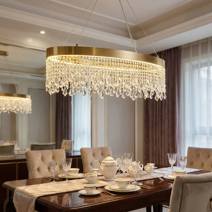 Zara Oval Crystal LED Pendant Light for Dining Room & Kitchen Island