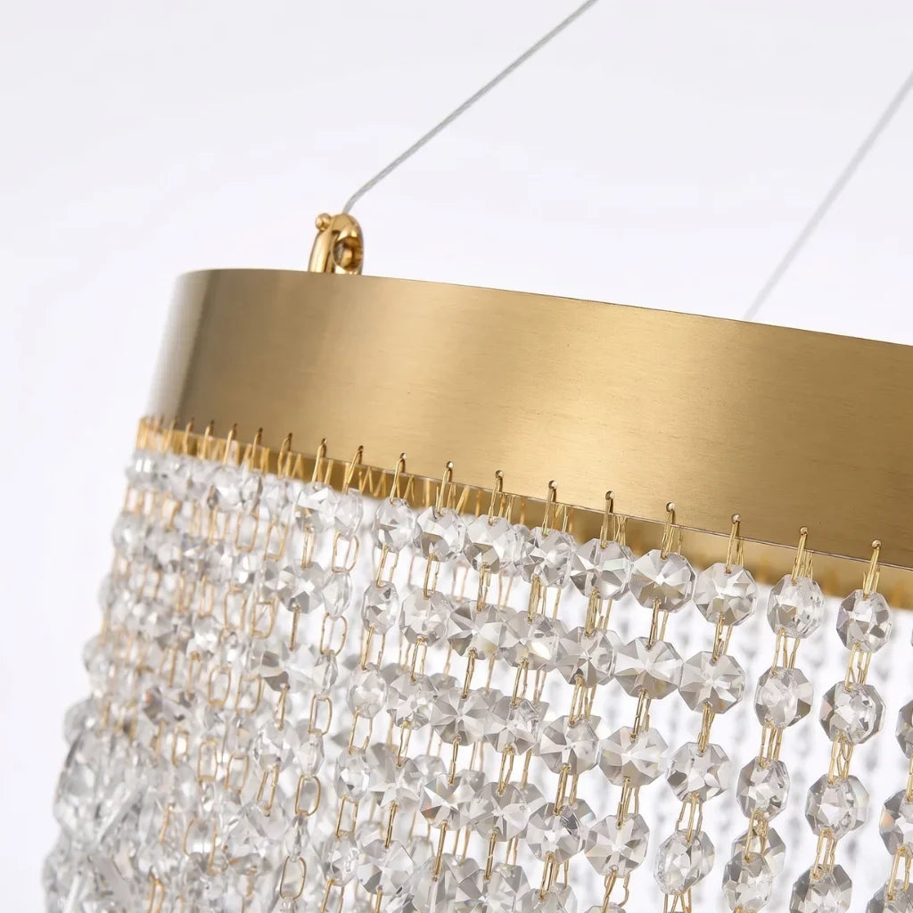 Zara Oval Crystal LED Pendant Light for Dining Room & Kitchen Island