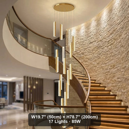 Viva Modern Crystal Staircase Chandelier for Tall Foyers & Stairwells