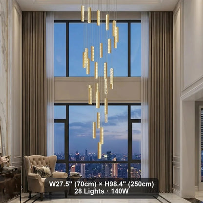 Viva Modern Crystal Staircase Chandelier for Tall Foyers & Stairwells