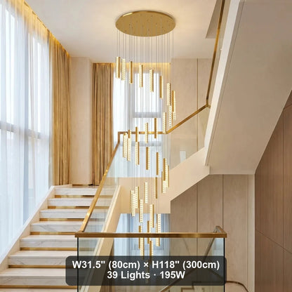 Viva Modern Crystal Staircase Chandelier for Tall Foyers & Stairwells