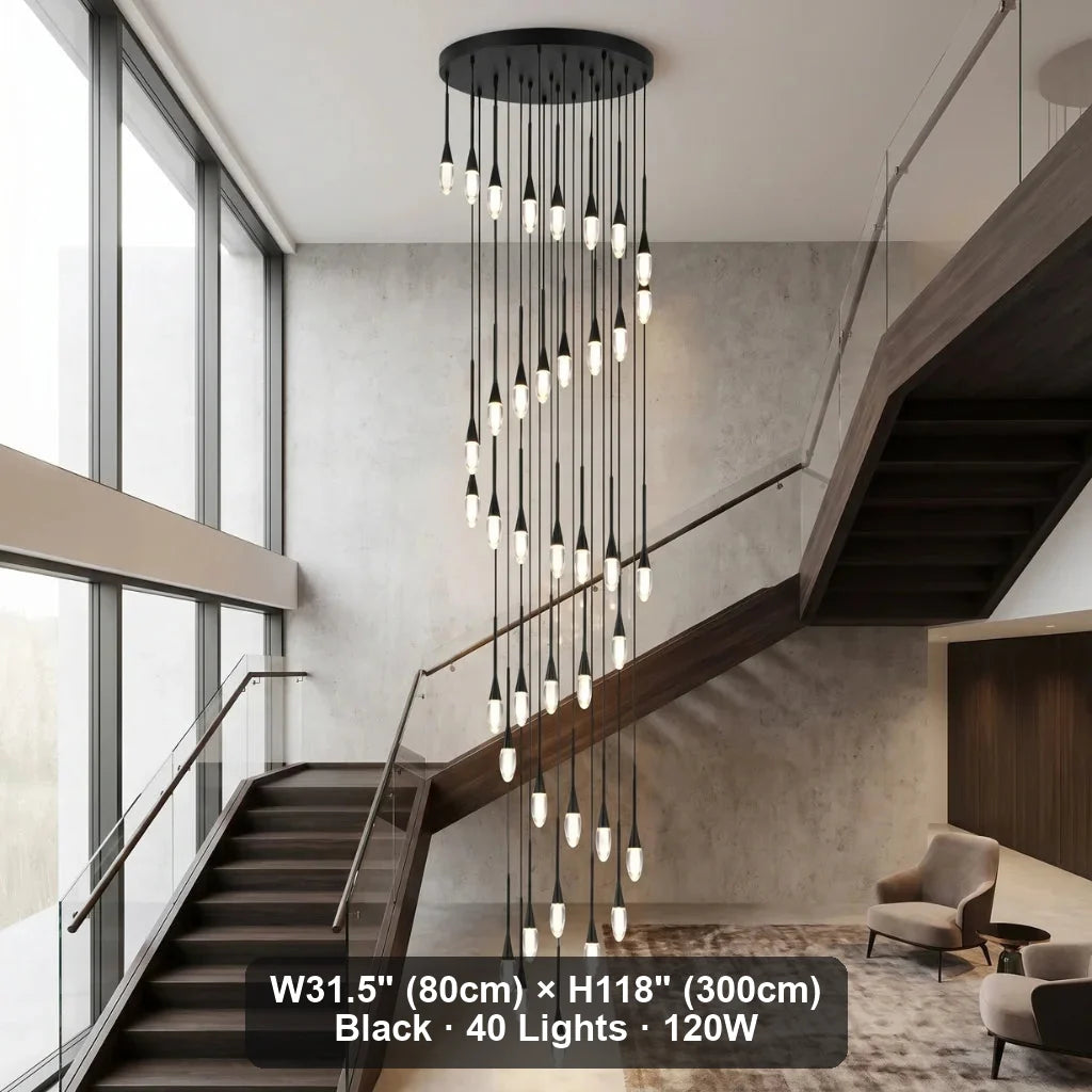 Nylis Spiral LED Crystal Staircase Chandelier for Tall Foyers & Stairwells