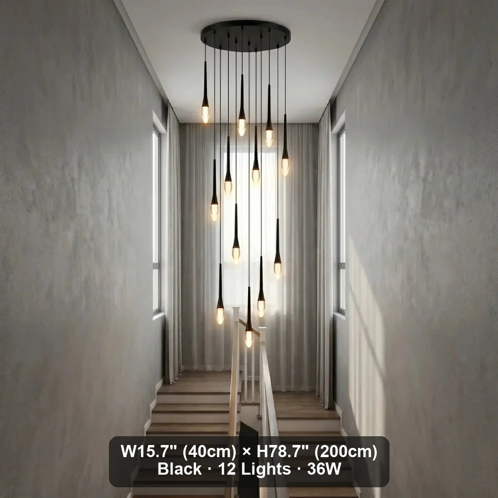 Nylis Spiral LED Crystal Staircase Chandelier for Tall Foyers & Stairwells