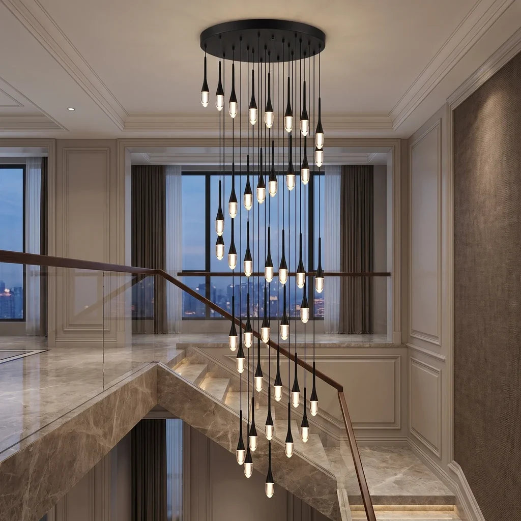 Nylis Spiral LED Crystal Staircase Chandelier for Tall Foyers & Stairwells