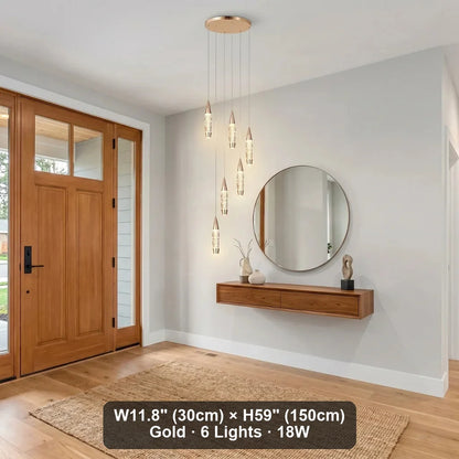 Elira Spiral LED Crystal Staircase Chandelier for Tall Foyers & Stairwells