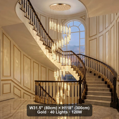 Elira Spiral LED Crystal Staircase Chandelier for Tall Foyers & Stairwells