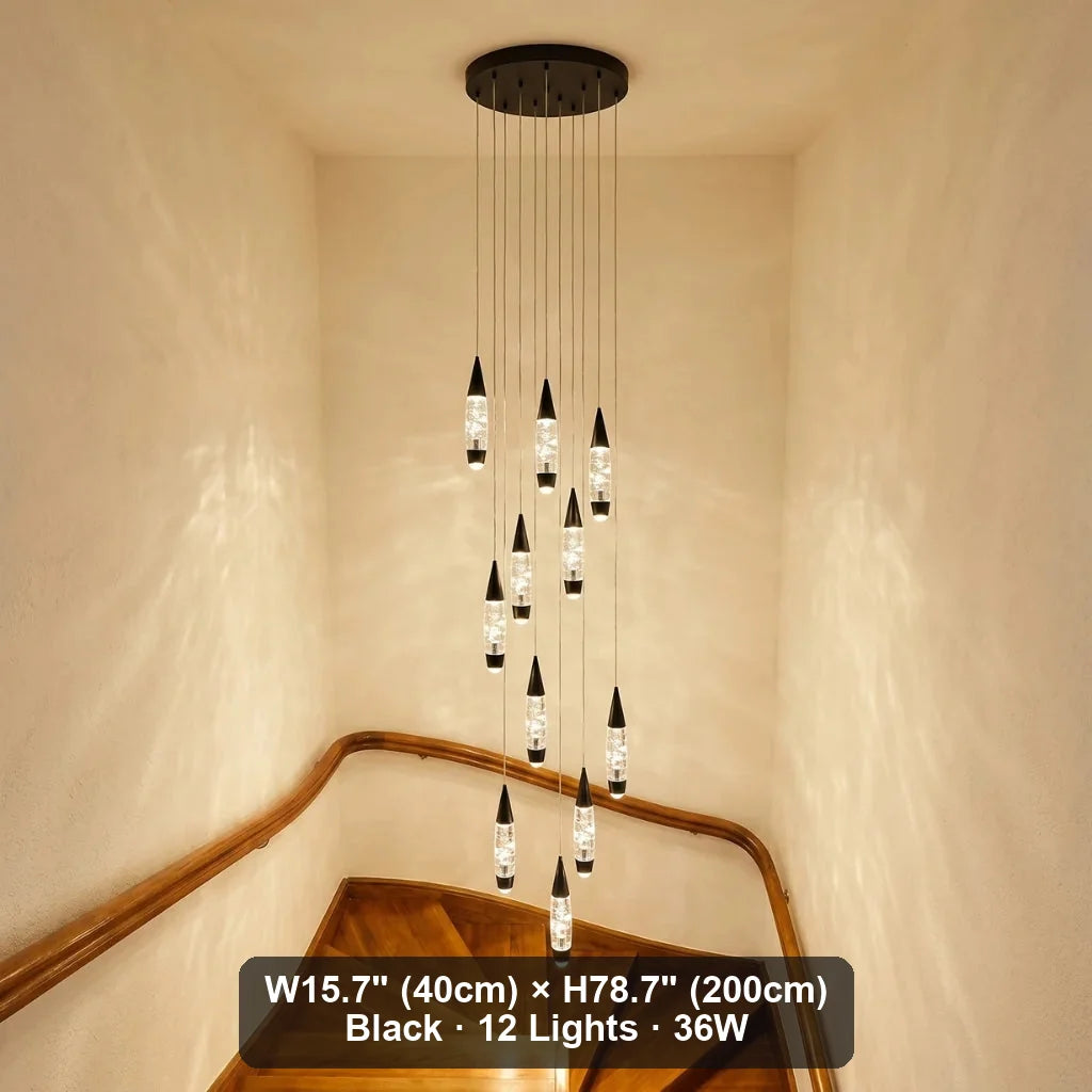 Elira Spiral LED Crystal Staircase Chandelier for Tall Foyers & Stairwells