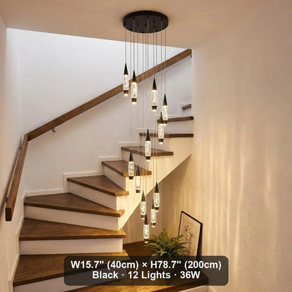 Elira Spiral LED Crystal Staircase Chandelier for Tall Foyers & Stairwells