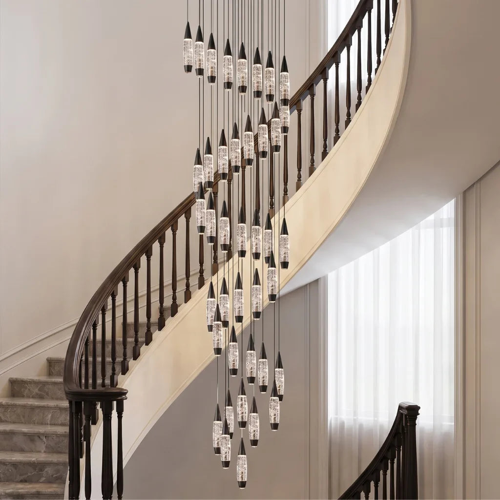 Elira Spiral LED Crystal Staircase Chandelier for Tall Foyers & Stairwells