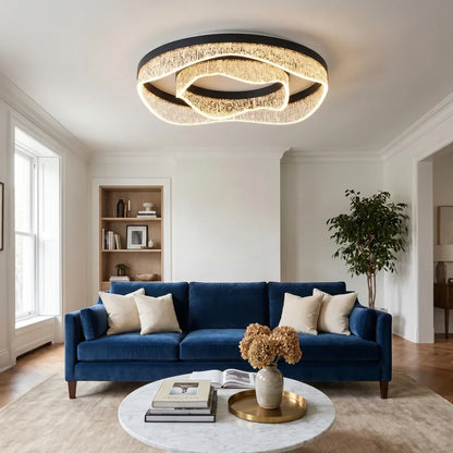 Selor Modern LED Crystal-Effect Resin Ceiling Light for Living Room & Bedroom