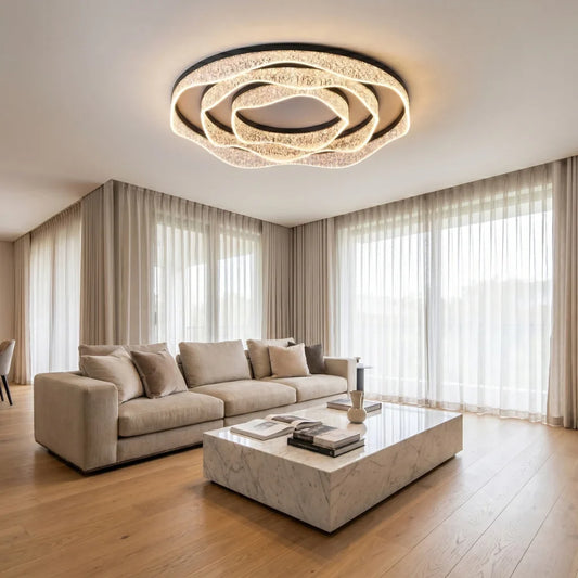 Selor Modern LED Crystal-Effect Resin Ceiling Light for Living Room & Bedroom