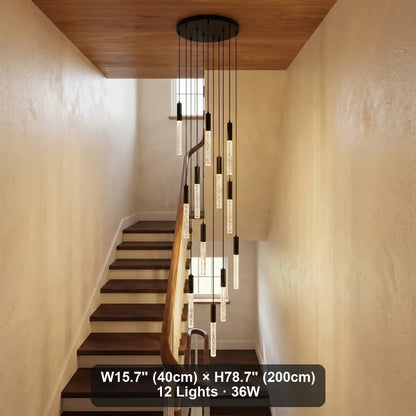 Lirix Spiral LED Crystal Staircase Chandelier for Tall Foyers & Stairwells