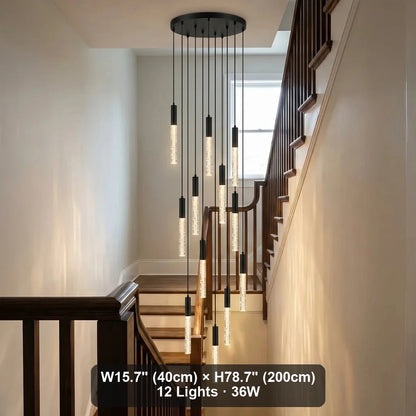 Lirix Spiral LED Crystal Staircase Chandelier for Tall Foyers & Stairwells