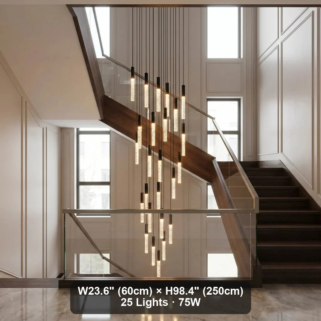 Lirix Spiral LED Crystal Staircase Chandelier for Tall Foyers & Stairwells