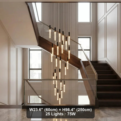 Lirix Spiral LED Crystal Staircase Chandelier for Tall Foyers & Stairwells