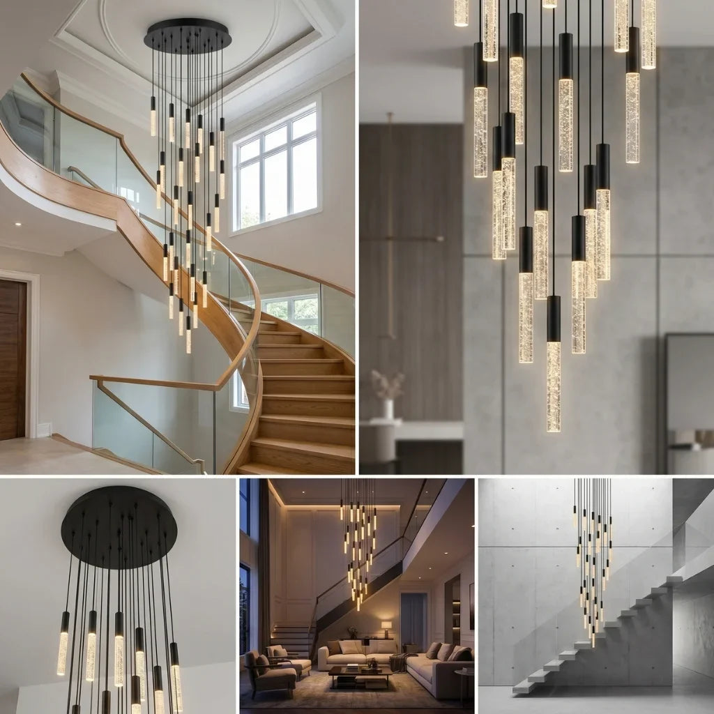 Lirix Spiral LED Crystal Staircase Chandelier for Tall Foyers & Stairwells