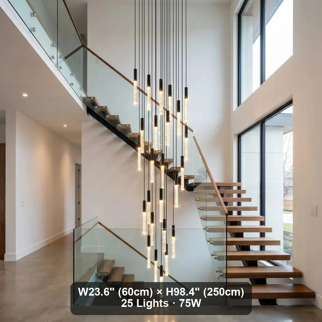 Lirix Spiral LED Crystal Staircase Chandelier for Tall Foyers & Stairwells