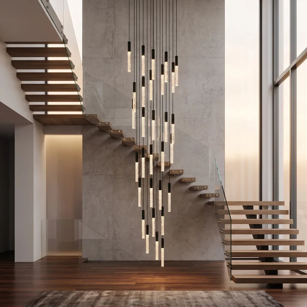 Lirix Spiral LED Crystal Staircase Chandelier for Tall Foyers & Stairwells