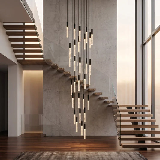 Lirix Spiral LED Crystal Staircase Chandelier for Tall Foyers & Stairwells