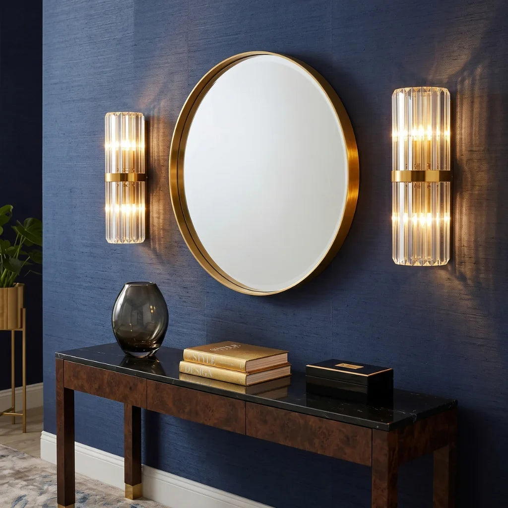 Cilo Gold Crystal Wall Sconce for Bedroom, Living Room & Hallway