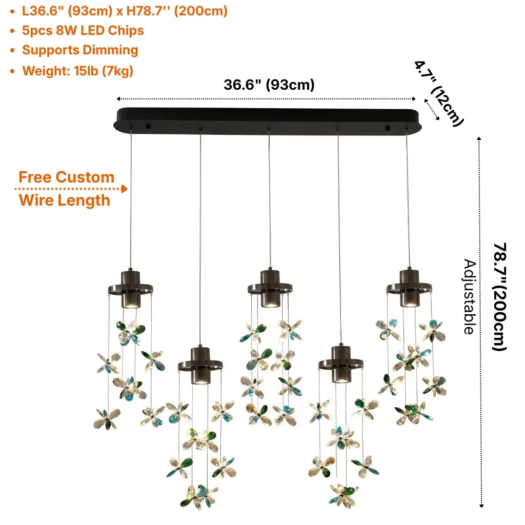 Sylvi Modern Crystal Chandelier with Black Frame for Dining Room & Living Room