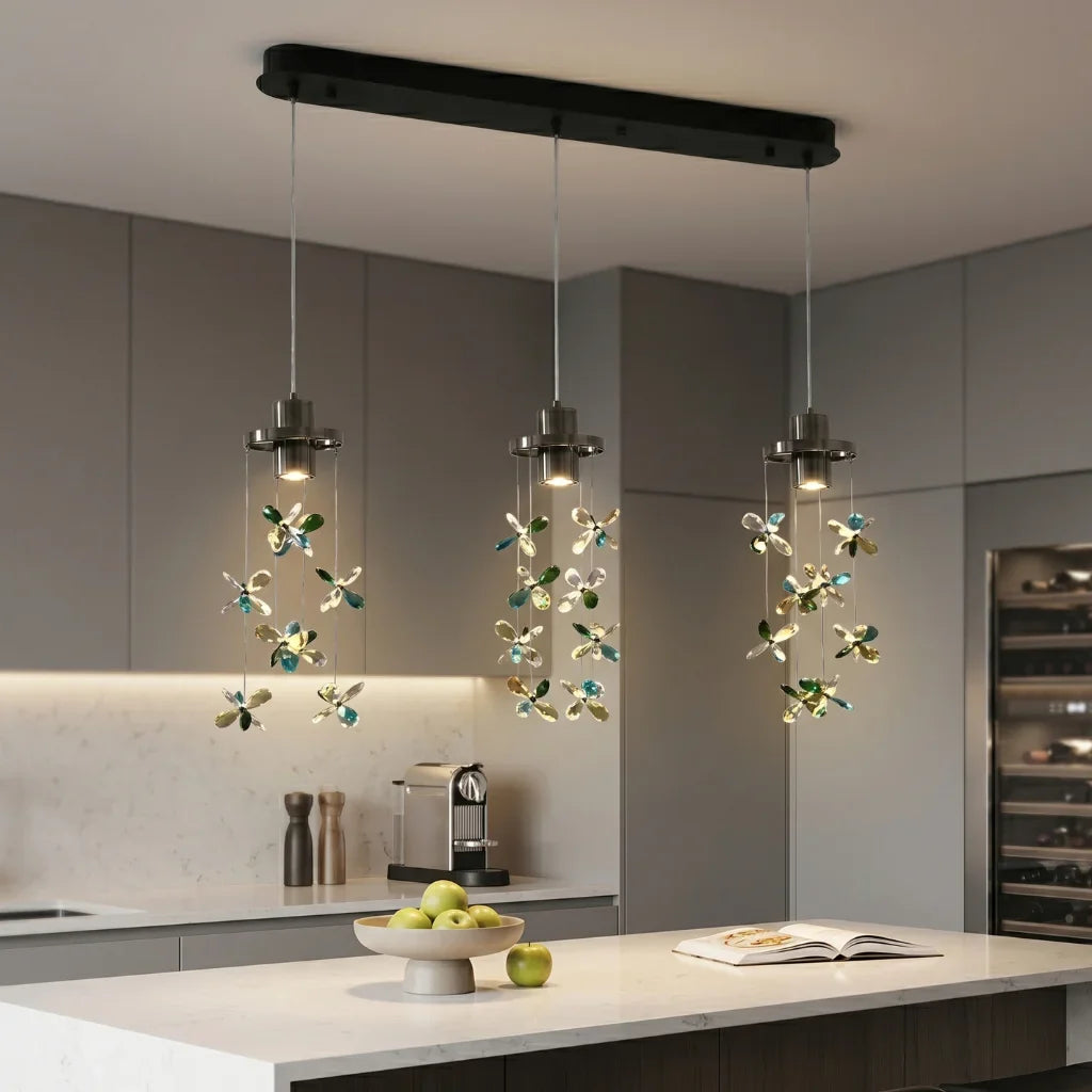 Sylvi Modern Crystal Chandelier with Black Frame for Dining Room & Living Room