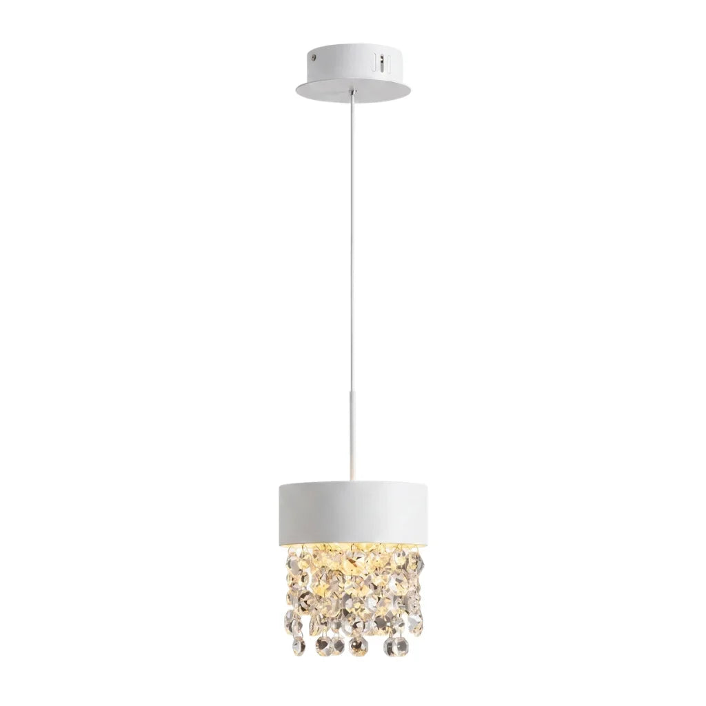 Vetra Mini White Crystal Pendant Light for Dining Room & Kitchen Island
