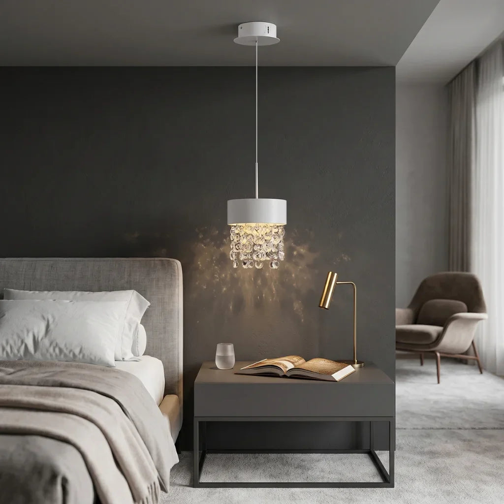 Vetra Mini White Crystal Pendant Light for Dining Room & Kitchen Island